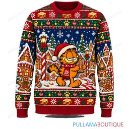 Garfield Gingerbread Village ugly christmas sweater