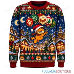 Garfield Holiday Hot Air Balloons ugly christmas sweater