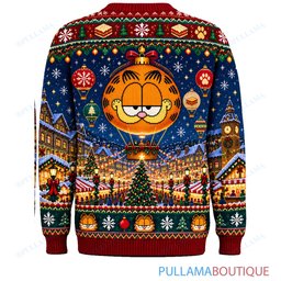Garfield Holiday Hot Air Balloons ugly christmas sweater