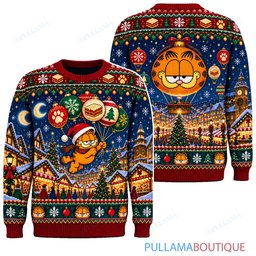 Garfield Holiday Hot Air Balloons ugly christmas sweater
