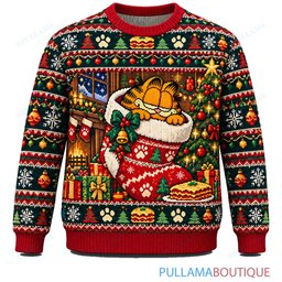 Garfield Holiday Stocking Nap ugly christmas sweater