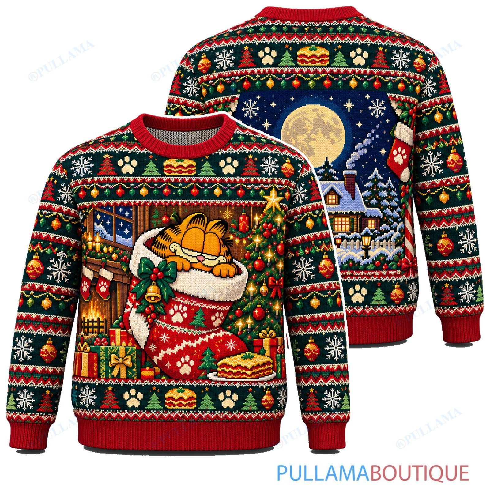 Garfield Holiday Stocking Nap ugly christmas sweater