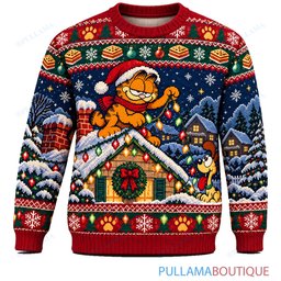 Garfield Rooftop Christmas Lights ugly christmas sweater