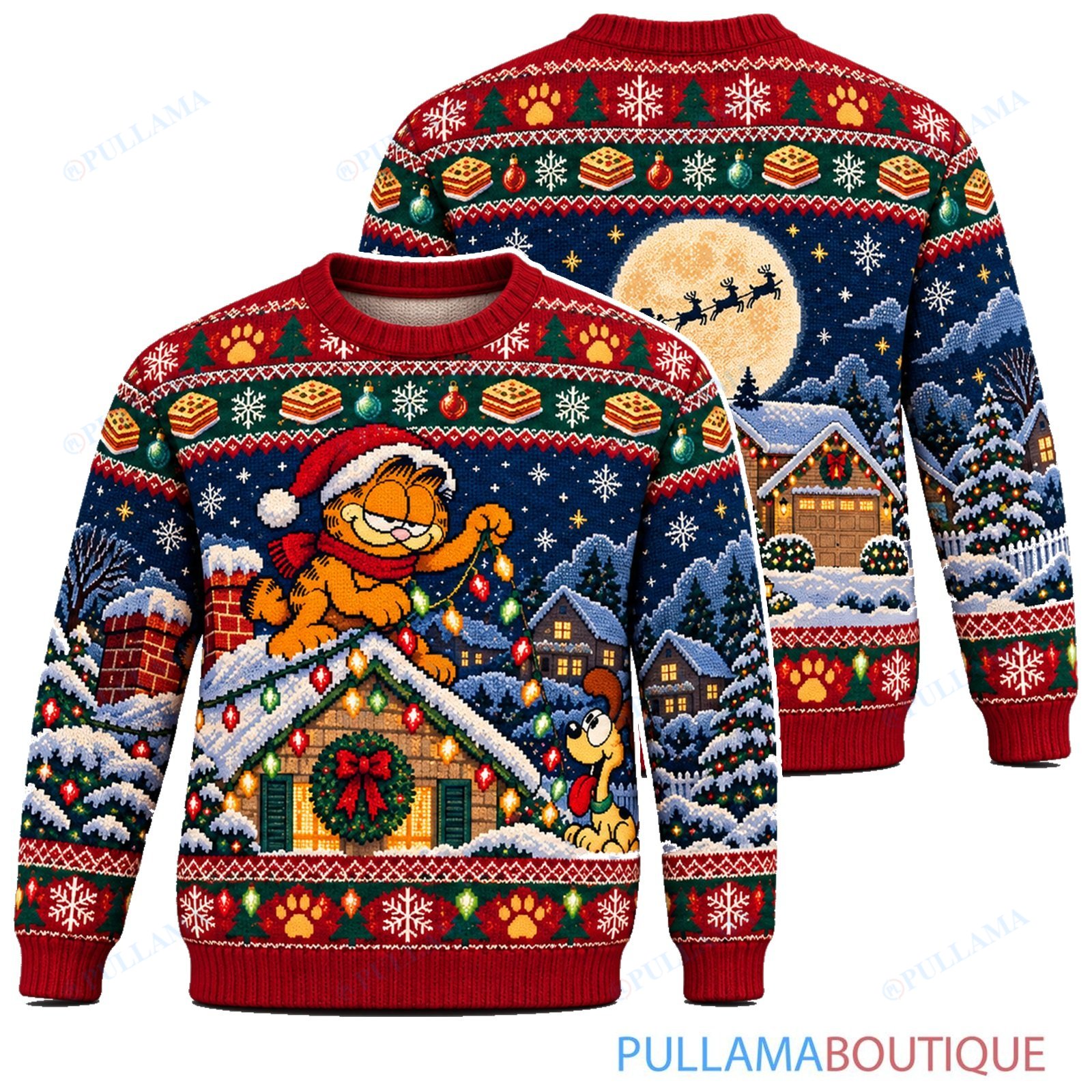Garfield Rooftop Christmas Lights ugly christmas sweater