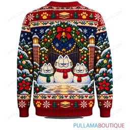 Garfield Snow Cat Building ugly christmas sweater