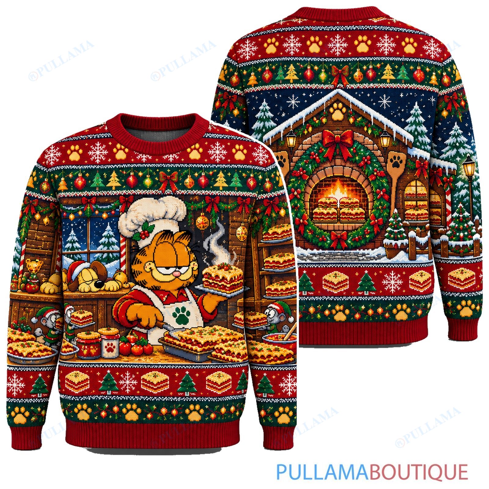 Garfield Holiday Lasagna Bakery ugly christmas sweater
