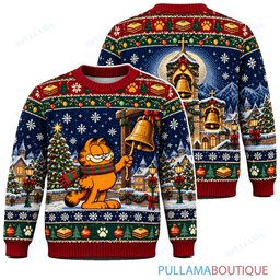 Garfield Christmas Bell Ringing ugly christmas sweater