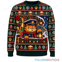 Garfield Christmas Express Train ugly christmas sweater