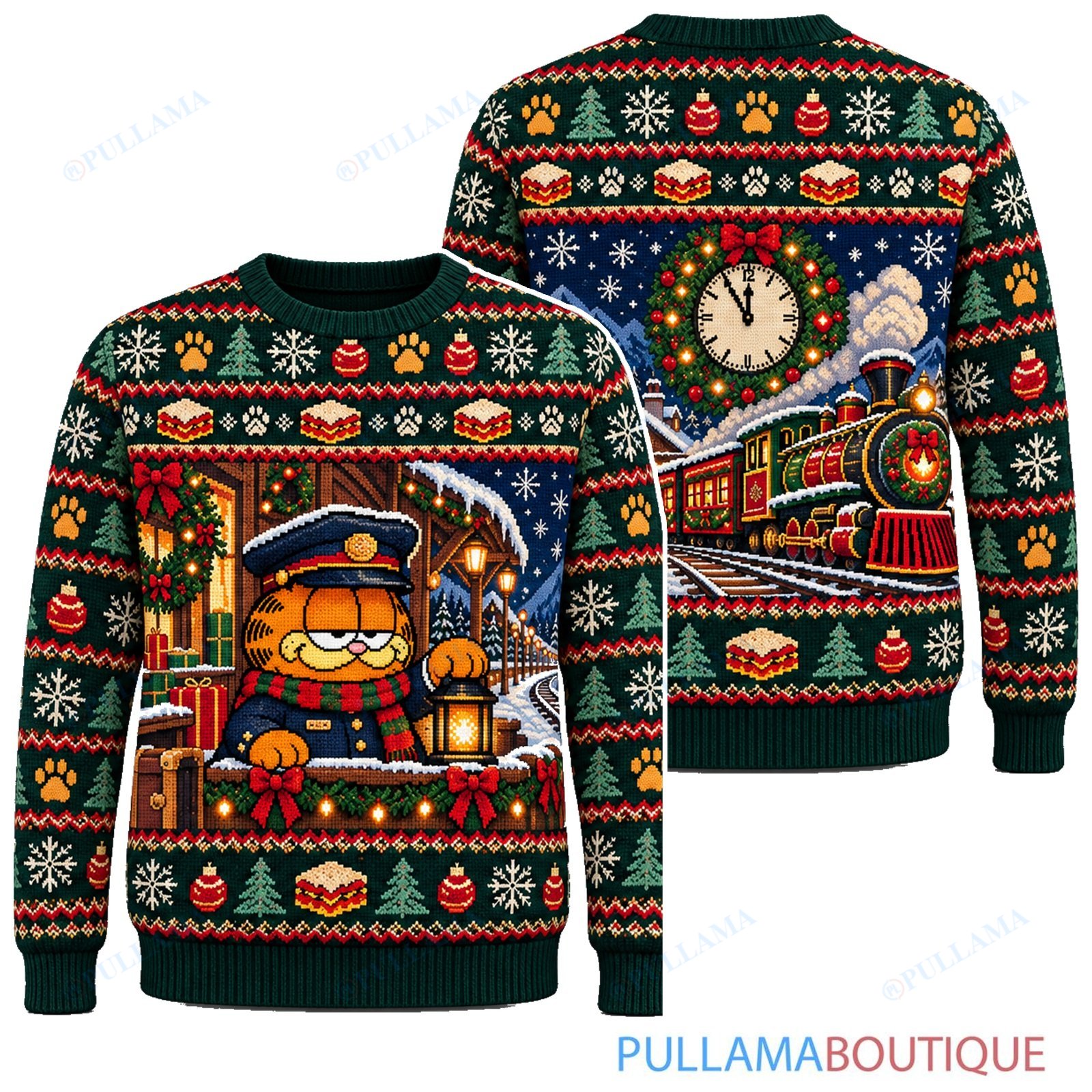 Garfield Christmas Express Train ugly christmas sweater