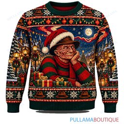 Freddy Krueger Town Square Wreath Market ugly christmas sweater