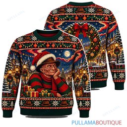 Freddy Krueger Town Square Wreath Market ugly christmas sweater