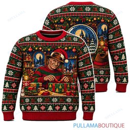 Freddy Krueger Christmas Gift Wrapping ugly christmas sweater