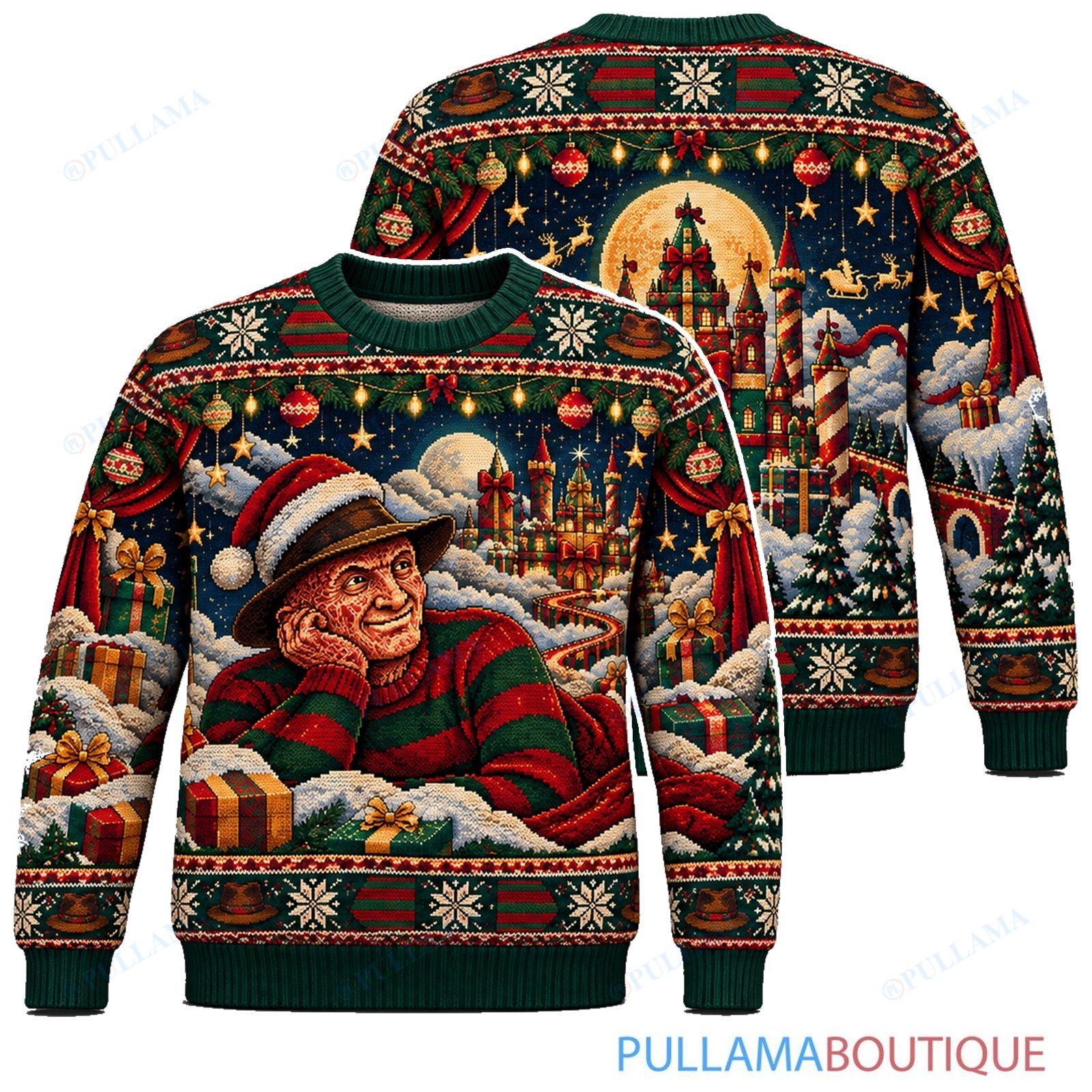 Freddy Krueger Christmas Castle Dream ugly christmas sweater