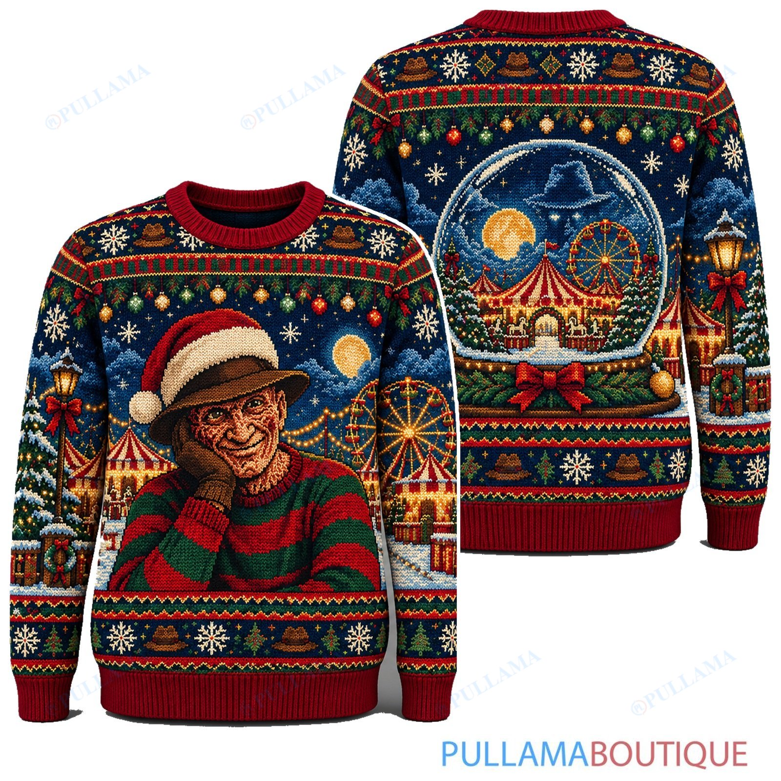 Freddy Krueger Holiday Carnival ugly christmas sweater