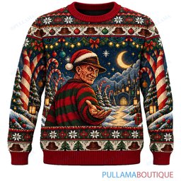 Freddy Krueger Candy Cane Christmas Dream ugly christmas sweater