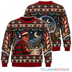 Freddy Krueger Candy Cane Christmas Dream ugly christmas sweater