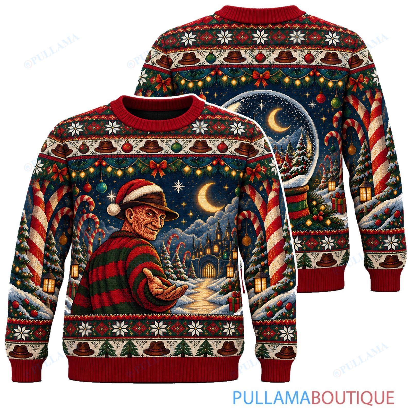 Freddy Krueger Candy Cane Christmas Dream ugly christmas sweater