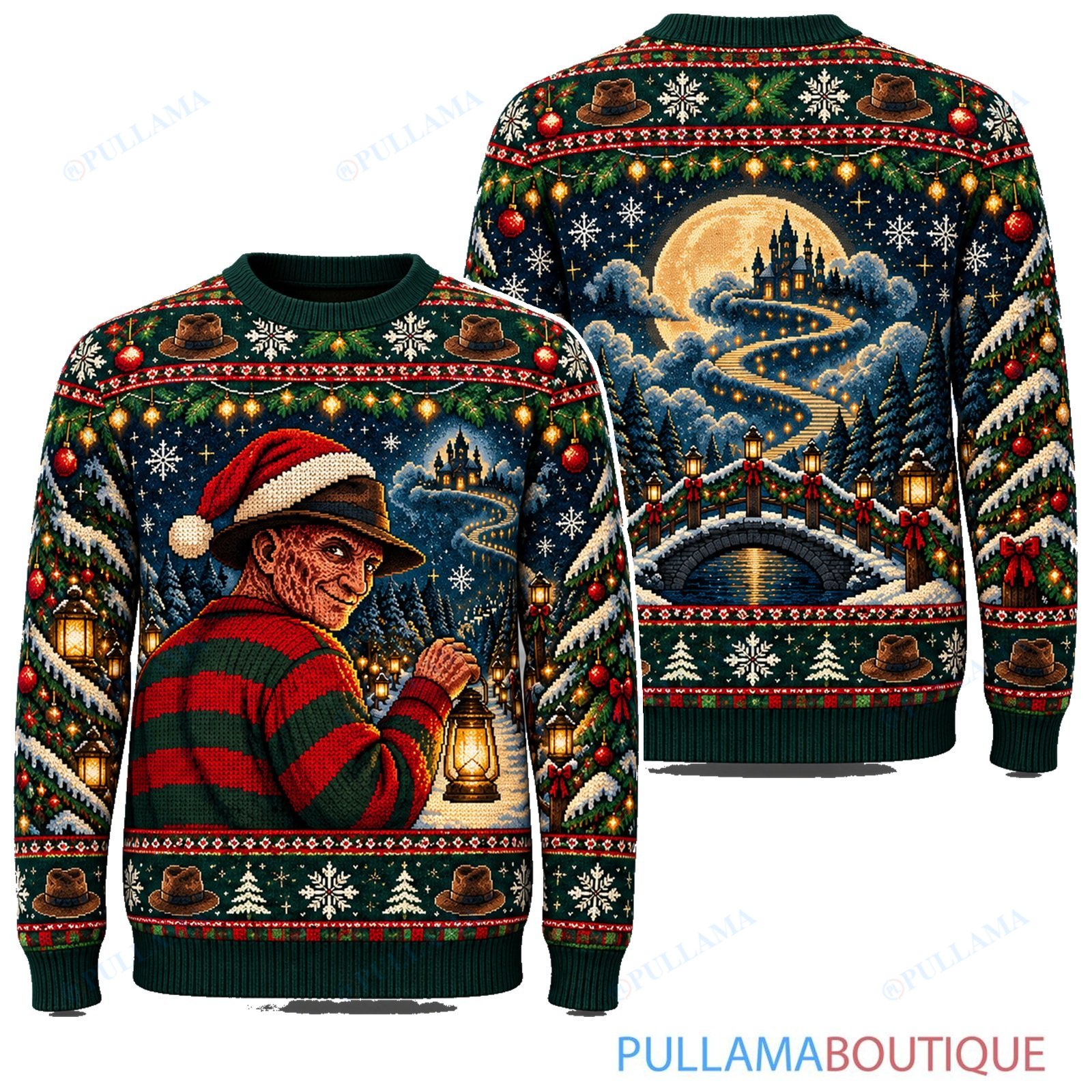 Freddy Krueger Holiday Lantern Walk ugly christmas sweater