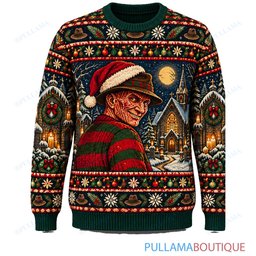 Freddy Krueger Christmas Cathedral Snow Globe ugly christmas sweater