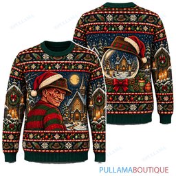 Freddy Krueger Christmas Cathedral Snow Globe ugly christmas sweater