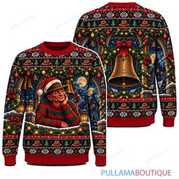 Freddy Krueger Christmas Bell Tower ugly christmas sweater