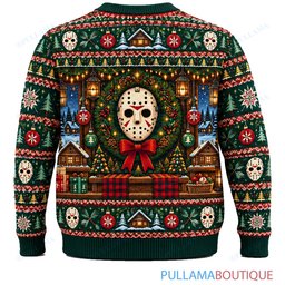 Jason Voorhees Christmas Gift Wrapping ugly christmas sweater