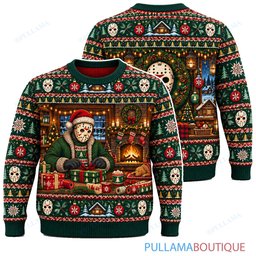 Jason Voorhees Christmas Gift Wrapping ugly christmas sweater