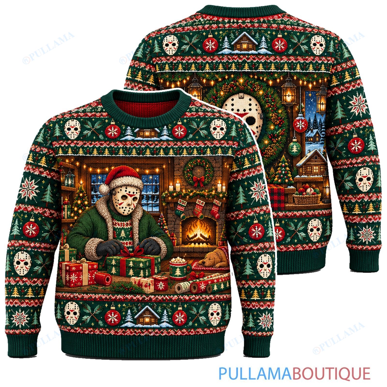 Jason Voorhees Christmas Gift Wrapping ugly christmas sweater