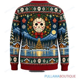 Jason Voorhees Holiday Ice Skating ugly christmas sweater