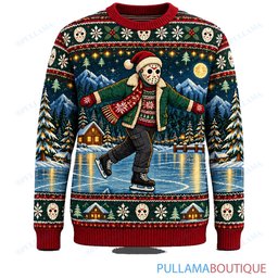 Jason Voorhees Holiday Ice Skating ugly christmas sweater