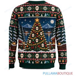 Jason Voorhees Christmas Cabin Porch ugly christmas sweater