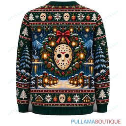 Jason Voorhees Holiday Lantern Campfire ugly christmas sweater