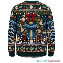 Jason Voorhees Christmas Tree Decorating ugly christmas sweater