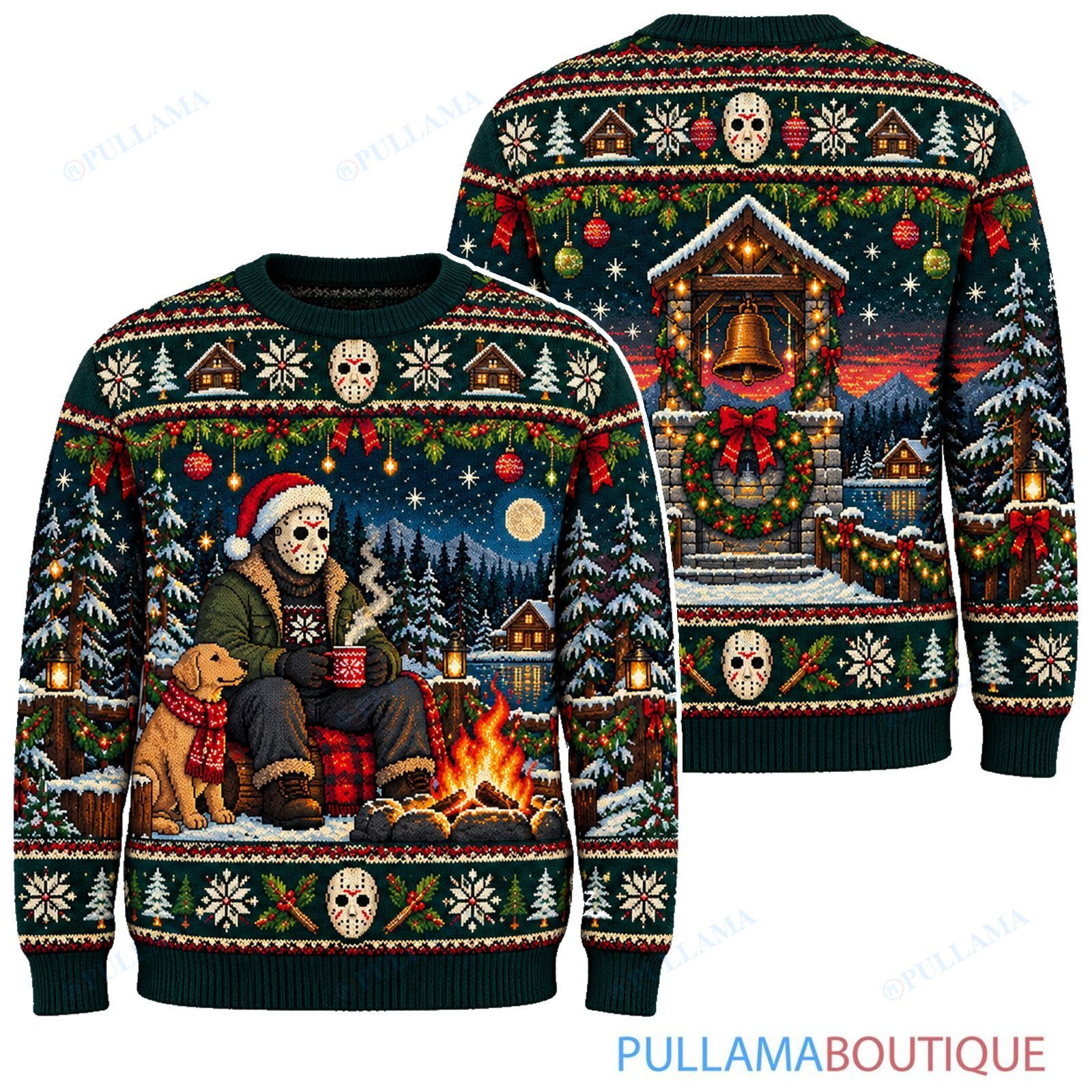 Jason Voorhees Christmas Bell Tower ugly christmas sweater