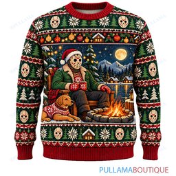 Jason Voorhees Christmas Hot Air Balloon ugly christmas sweater