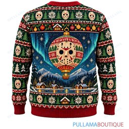 Jason Voorhees Christmas Hot Air Balloon ugly christmas sweater