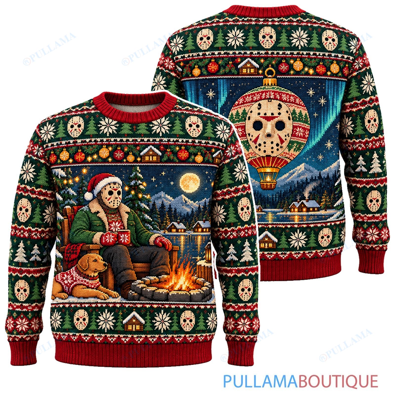 Jason Voorhees Christmas Hot Air Balloon ugly christmas sweater
