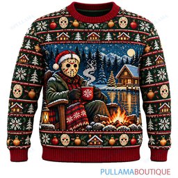 Jason Voorhees Crystal Lake Christmas Cocoa ugly christmas sweater