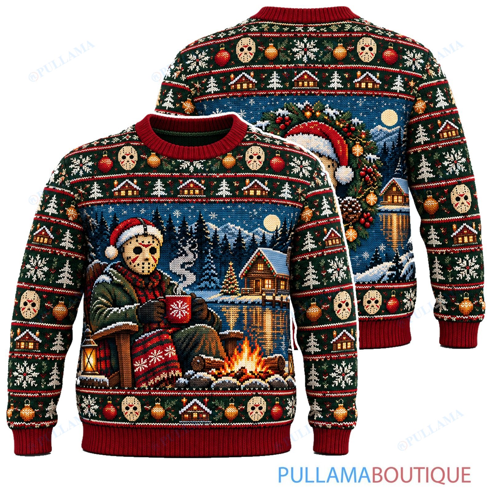 Jason Voorhees Crystal Lake Christmas Cocoa ugly christmas sweater