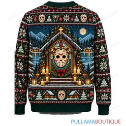 Jason Voorhees Christmas Chapel Campfire ugly christmas sweater