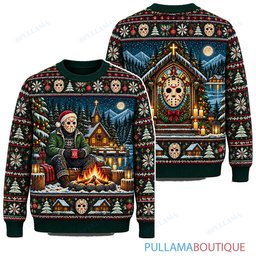 Jason Voorhees Christmas Chapel Campfire ugly christmas sweater