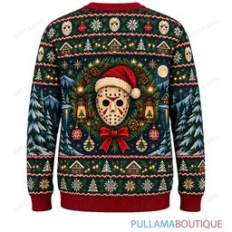 Jason Voorhees Cozy Christmas Campfire ugly christmas sweater