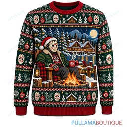 Jason Voorhees Crystal Lake Holiday Wreath ugly christmas sweater