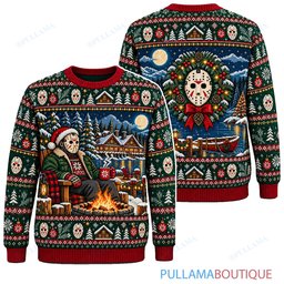 Jason Voorhees Crystal Lake Holiday Wreath ugly christmas sweater