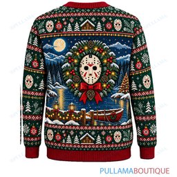 Jason Voorhees Crystal Lake Holiday Wreath ugly christmas sweater