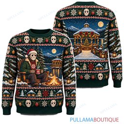 Jason Voorhees Holiday Lakeside Gazebo ugly christmas sweater