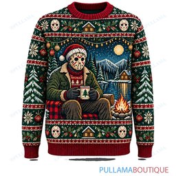 Jason Voorhees Lakeside Christmas Wreath ugly christmas sweater