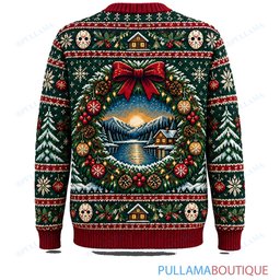 Jason Voorhees Lakeside Christmas Wreath ugly christmas sweater