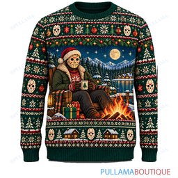 Jason Voorhees Christmas Castle by the Lake ugly christmas sweater