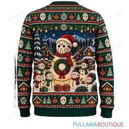 Jason Voorhees Snowman Campfire ugly christmas sweater
